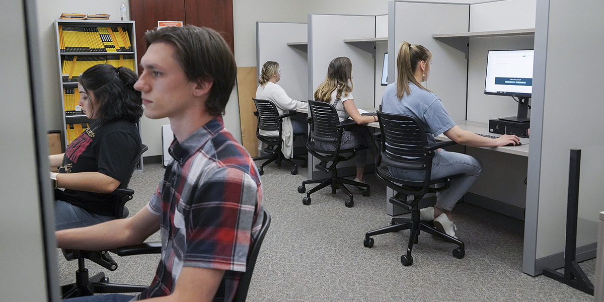 Students in the testing center