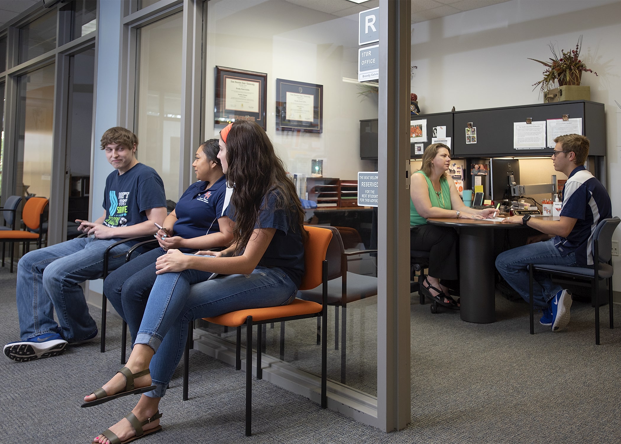 Students waiting to be advised.