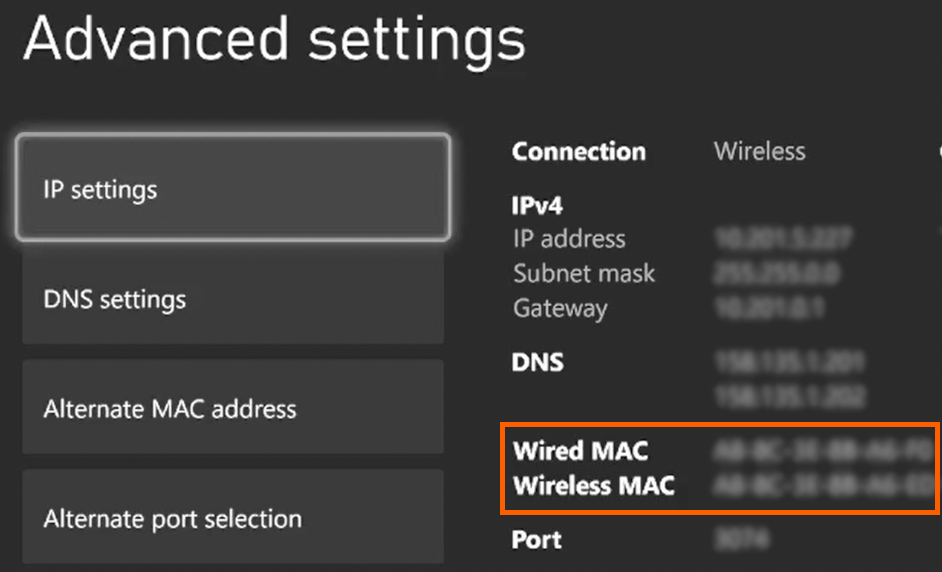 Xbox Network Advanced Settings