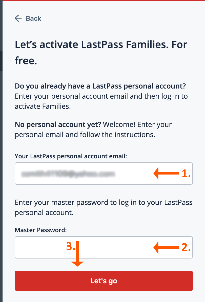 Enter Personal Account Credentials