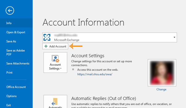 Outlook Add Account