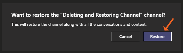 Channel Restore Confirm
