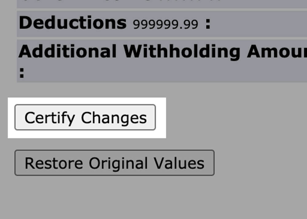 the certify changes button is located at the bottom left of the screen