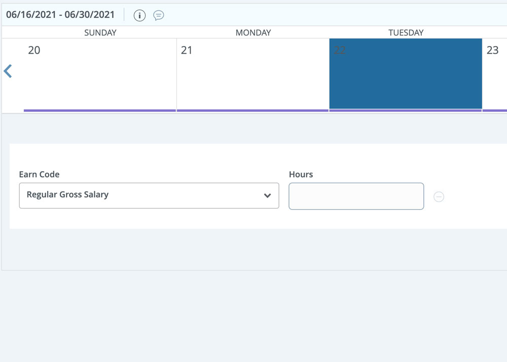 dates display in a one week calendar format, today's date will be highlighted