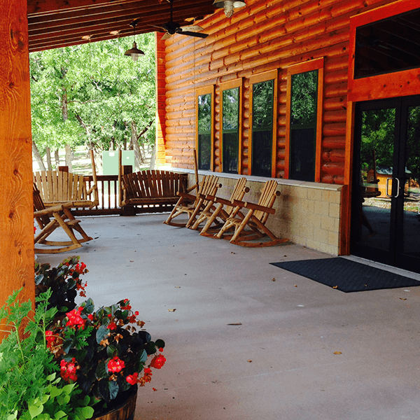 outside porch view of university camp building